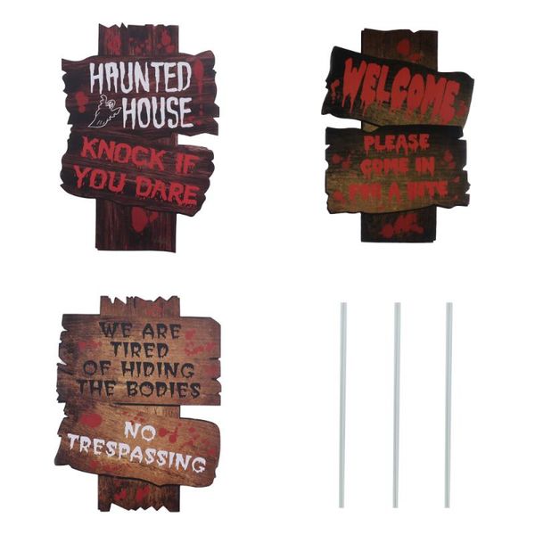 

greeting cards 3pcs beware signs scary graves yard stakes party supplies