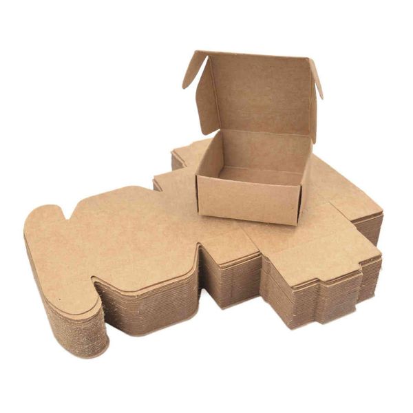 Pequeno 3,7 * 3.7 * 2cm Armazenamento artesanal de papel de embalagem de papelão de armazenamento de papelão DIY Dobrando caixa de presente de artesanato natural