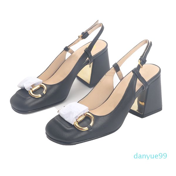 

designer elegant high heels thick heel summer women sandals fashion metal buckle bridal wedding office ladies shoes sandal latest, Black