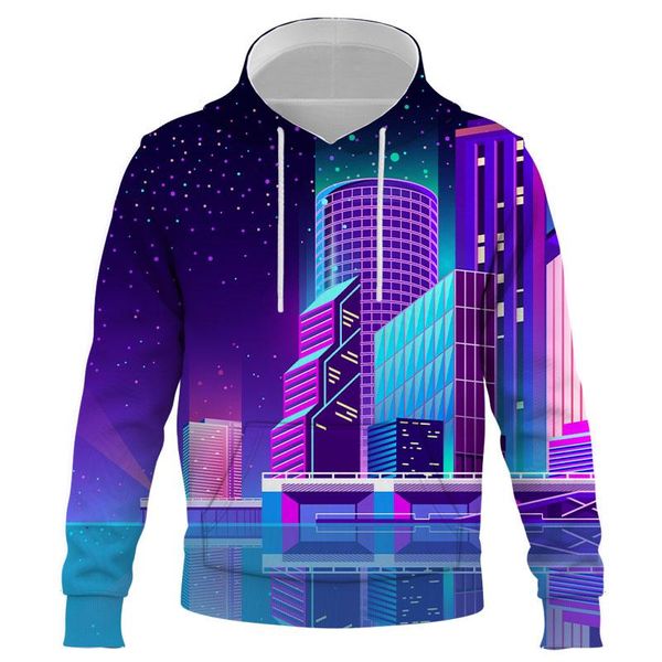 

men's hoodies & sweatshirts 3d spring autumn men night view print man / woman 2021 sweatshirt streetwear pullovers plus size clothing, Black