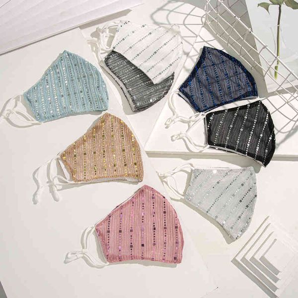 

masks 2-layer thin sequin cotton washable ear type anti haze dust without filter