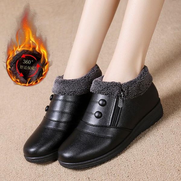 

boots women's winter cotton shoes ankle plus velvet warm soft bottom non-slip casual m9-100, Black