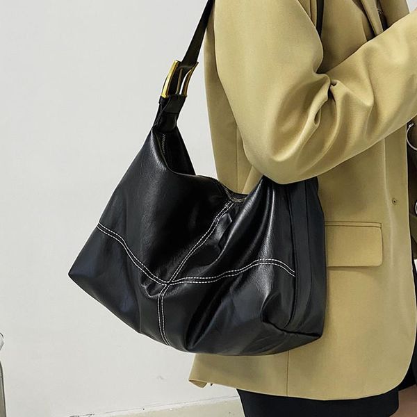 

evening bags black big women shoulder bag soft leather hobo casual travel messenger handbag female large capacity crossbody shopper