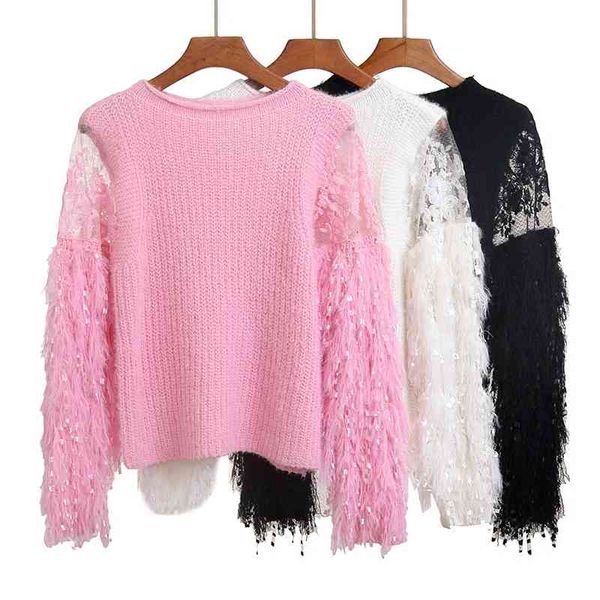 

women's t-shirt suteres de punto para mujer, blusas encaje manga con diseo varias telas mhbd, White