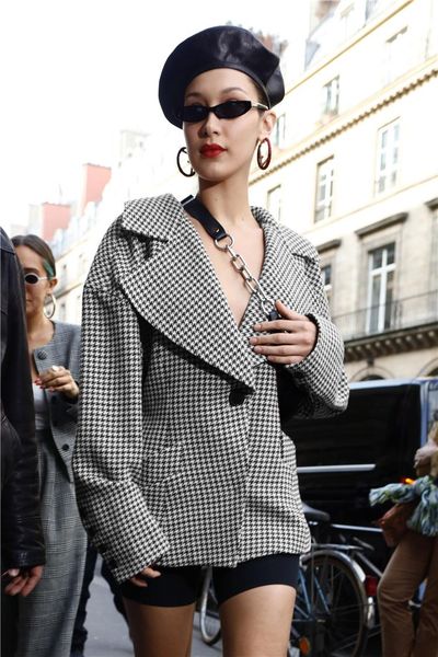 

women's suits & blazers houndstooth woolen suit coat female short turn-down collar casual loose overcoat 2021, White;black
