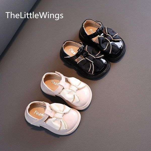 

flat shoes children' wedding 2021 korean perfect bowknot princess autumn fashion girls' soft comfortable 1-3 years old, Black;grey