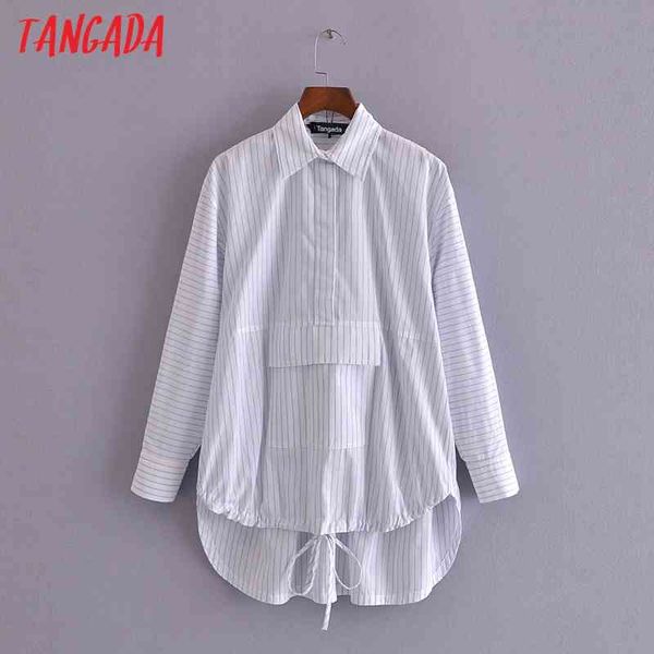 

women retro oversized striped print blouse pocket chic female casual loose shirt blusas femininas 3h190 210416, White