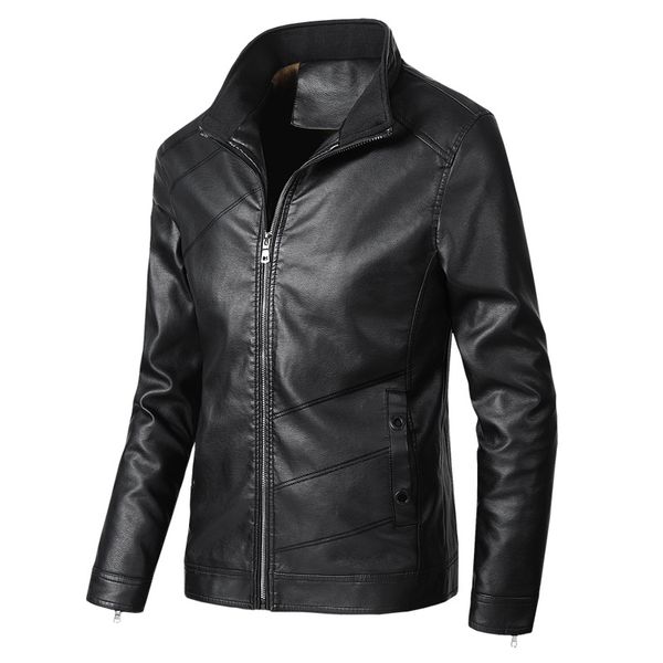 

men's leather & faux 2021 autumn men's jacket, motorcycle synthetic leather casual coat, spring winter kuro 4xl coat, Black