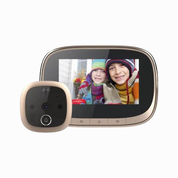 

doorbells c80 4.3" lcd smart wifi video doorbell peephole viewer home pir motion detection security monitor two-way voice
