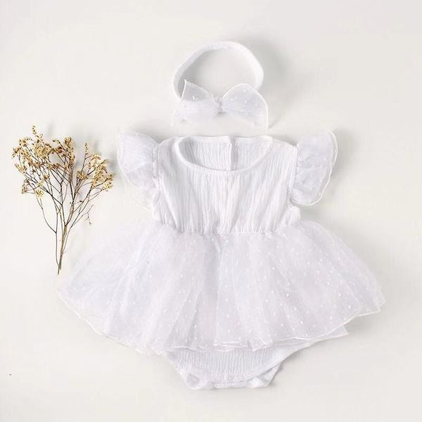 

jumpsuits summer toddler baby girl romper headband cute sleeve white lace ruffle infant girls jumpsuit clothes, Blue