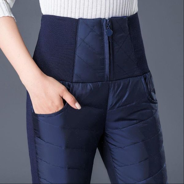 

autumn winter warm down cotton women capris casual high waist pencil thick trousers plus size 4xl, Black;white