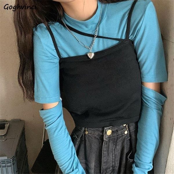

women's t-shirt t-shirts women spring removable sleeve fashion spaghetti strap all-match slender korean style leisure streetwear chic v, White