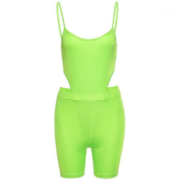 

women summer sport suit shoulder straps hollow out jumpsuit leotard and elastic waistband shorts set for workout running yoga outfit