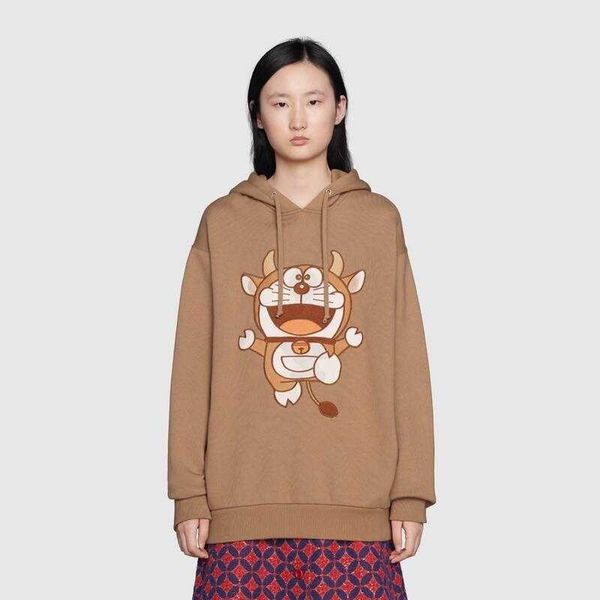 

cow year limited europe italy autumn winter casual fashion japan cartoon embroidery loose hoodie men women cotton hooded sweatshirt, Black