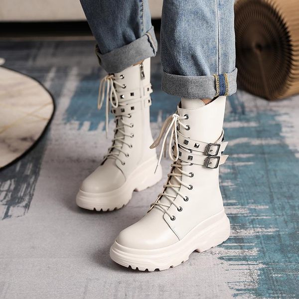 

boots 2021 spring and autumn fashion versatile increase thin thick bottom short female x134, Black