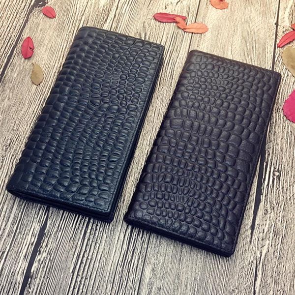 

simple long wallet men's and women's purse cow leather embossed carry soft business essential wallets, Red;black