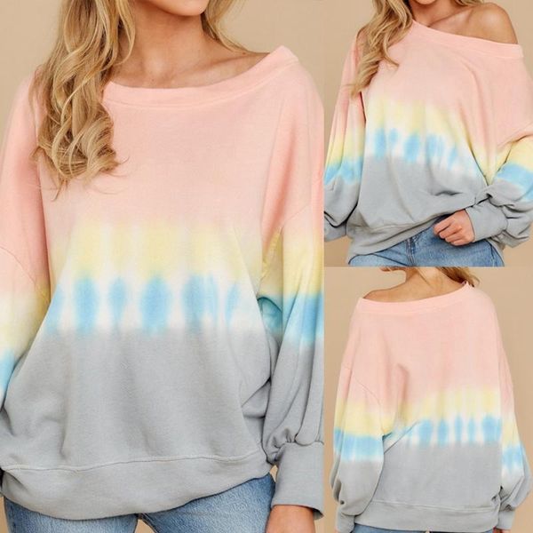 

women's hoodies & sweatshirts autumn hoodie sweatshirt long sleeve jumper loose pullover fashion tie dye, Black