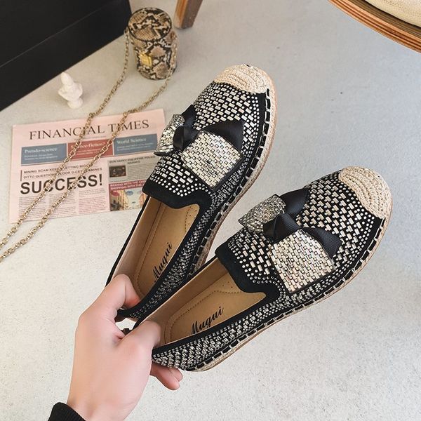 

sandals bow-knot crystal casual sneaker women round toe female shoes woman shallow mouth flat fall butterfly q8he, Black