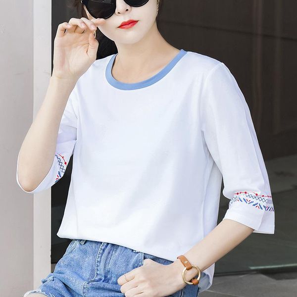 

women's t-shirt fashion t-shirts 2021 cotton ladies loose print o neck simple white half sleeve summer clothes for women
