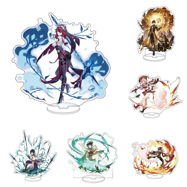 

keychains anime genshin impact rosaria hutao ganyu eula cosplay acrylic special stand creative character model plate collection, Silver
