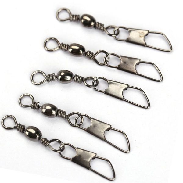

high 100pcs fishing barrel swivel pin connector solid rings with interlock snap dog88 hooks
