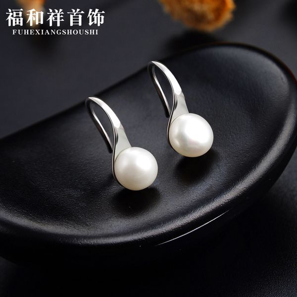 

south korea dongdamen simple earrings jewelry s925 sier women's popular freshwater pearl earrings, Golden