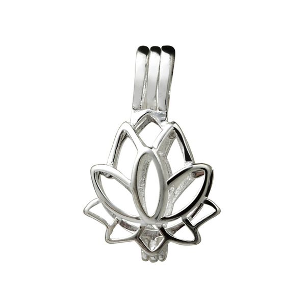 Lotusblüten-Anhänger, kleine Medaillons, 925er-Sterlingsilber, Geschenk, Liebeswünsche, Perlenkäfig, 5 Stück