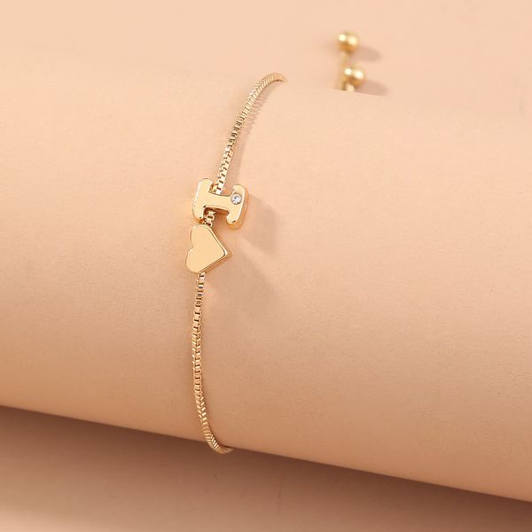

dhl kimter heart 26 letter bracelet crystal adjustable alphabet bracelets for women fashion chain jewelry q345fz, Golden;silver