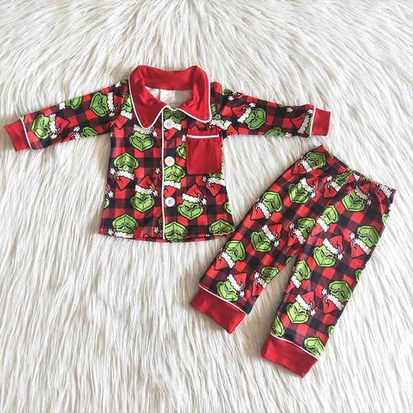 

toddler winter long sleeve pajamas set boys turn down collar and pants 2pcs fashion kids outfit for christmas, White