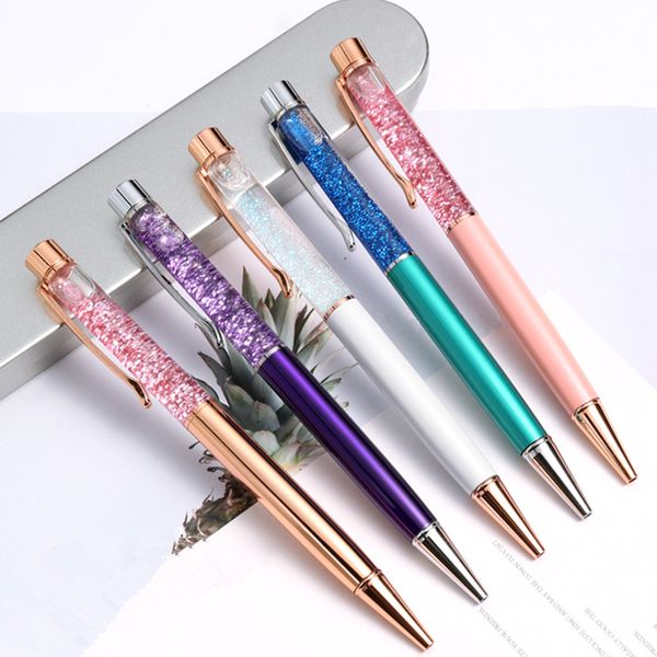 

6pieces/lot color 1pcs flash crystal gel pen metal pendant bullet 1.0mm stationery office & school pen ballpen ink black
