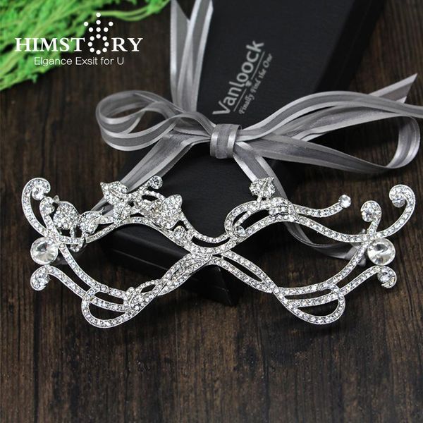 

hair clips & barrettes himstory halloween masquerade full rhineston bridal mask girls party wedding festival dancing quinceanera eye, Golden;silver