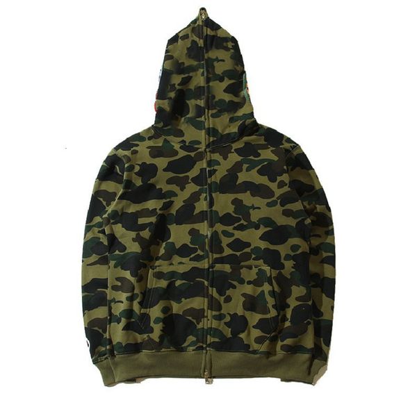 

famous designer men's fashion sweater hoodie jacket camouflage shark head autumn and winter pure cotton season multicolor, Black