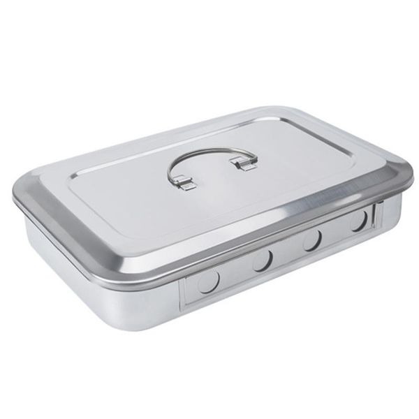 

stainless steel tray disinfectant box with lid and hole(silver) storage bottles & jars