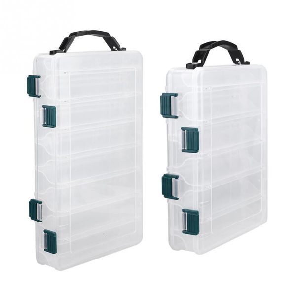 

double side fishing tackle box 10/14 compartments baits lures large capacity lure hook holder case pesca accessory accessories