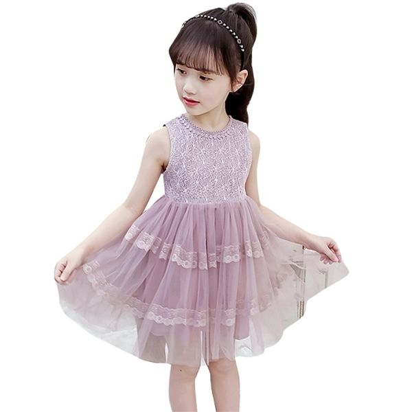 

girls pricness dress lace flora for girl mesh party child cute style summer clothing 210528, Red;yellow
