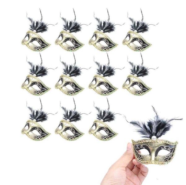 24 Stück dekorative Mini-Maskerade-Dekorationen, luxuriöse Federn, Karneval, venezianische Masken, Partygeschenke