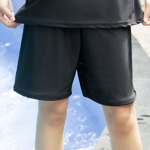 

2021 style mid waist 5-point flat solid color beach pants swimming trunks, Red;black