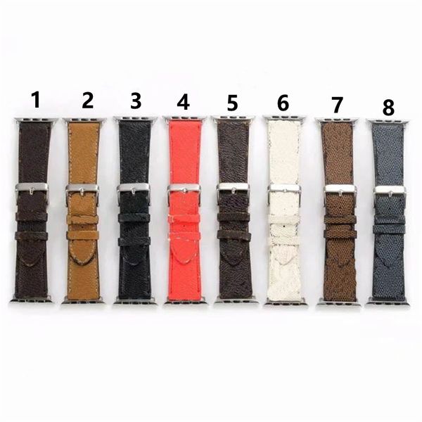 Designer Smart Straps for Apple Watch Bands Iwatch Series 1 2 3 4 5 6 SE Pulseira de Couro 38 / 40mm 42 / 44mm Luxurys Bracelet