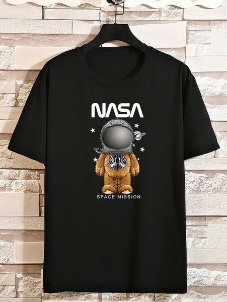 

men letter & spaceman print tee l0lw#, White;black