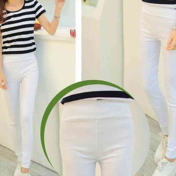 

high waist womens pants woman harajuku leggings white black stretch trousers for women spring pencil pants female plus size, Black;white