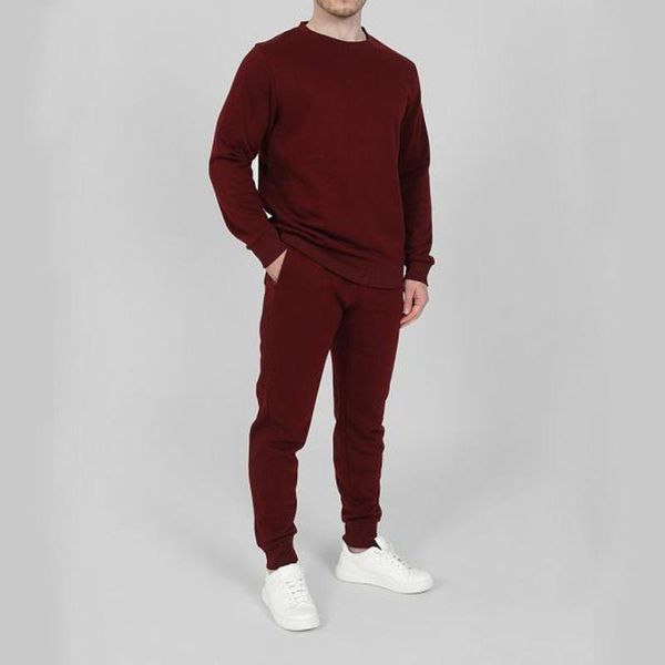 

men's tracksuits autumn winter fashion 2pce sets outfit male o-neck long sleeve sweatshirt + pocket pants suits men solid loose casual, Gray