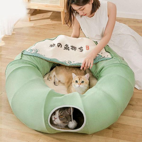

cat beds & furniture tunnel nest four seasons universal japanese channel foldable toy rolling dragon pet product bed dog house
