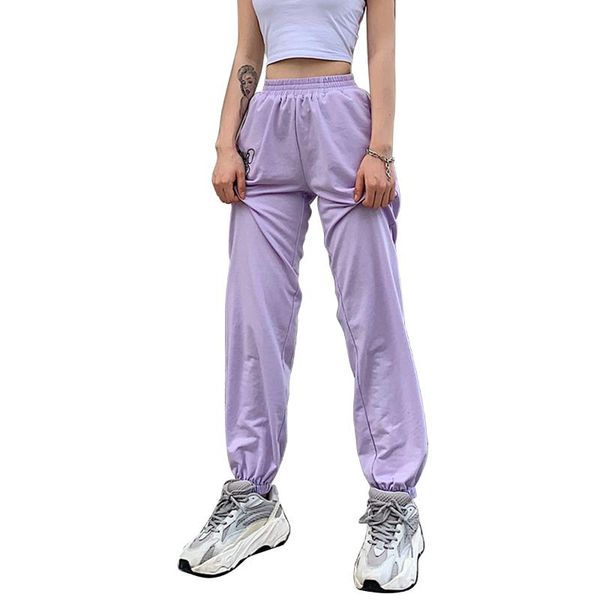 

yoga outfits 2021 fashion women's jogger pants high-waist trousers embroidery butterfly casual loose slimming wear sports bottoms, White;red