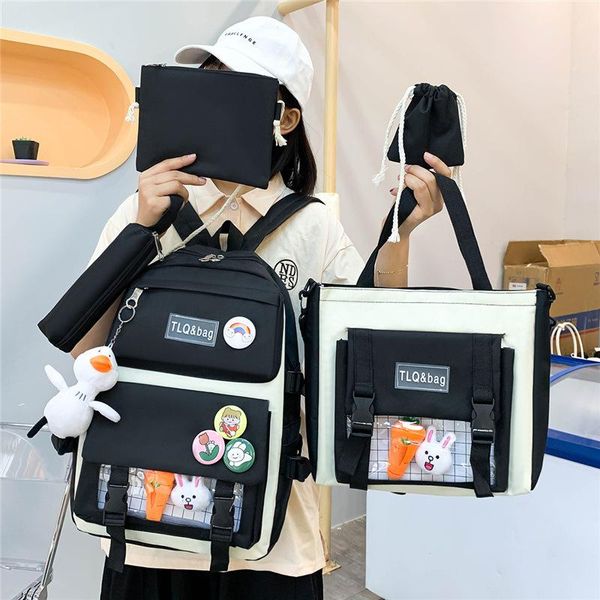 

school bags 2021 preppy backpack set women waterproof lapbackpacks fancy high for teenage girl cute travel rucksack