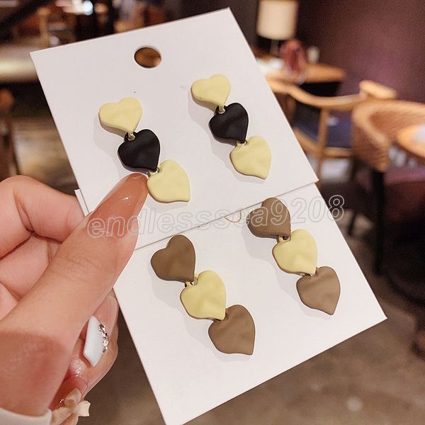 

s925 needle sweet jewelry heart dangle earrings popular design vintage temperament coating drop earrings for girl lady gifts, Silver