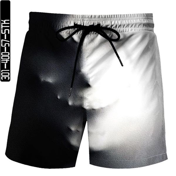 

summer european and american black white pattern 3d printing shorts loose beach pants fashion casual men men's, White;black