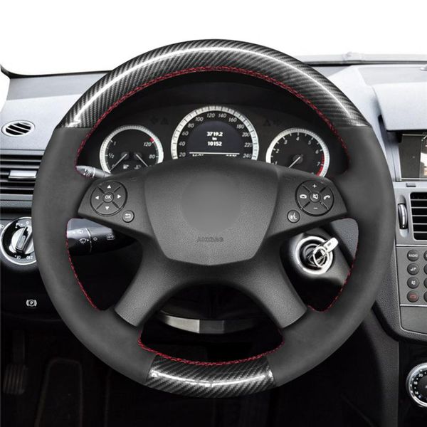 

steering wheel covers diy anti-slip wear-resistant cover for - c-class w204 07-10 c280 c230 c300 car interior decoration