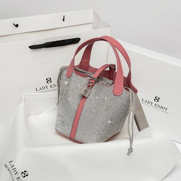 

evening bags genuine leather women buckets 2021 fashion diamond larger capacity chain handbags ladies famous sac luxe