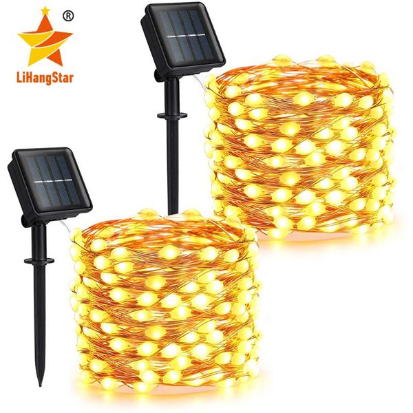 

solar lamps led string lights outdoor waterproof fairy 8 patterns copper wire wedding party christmas garden