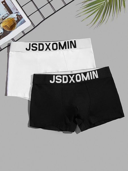 

men 2pcs letter tape waist boxer brief g9gh#, Black;brown
